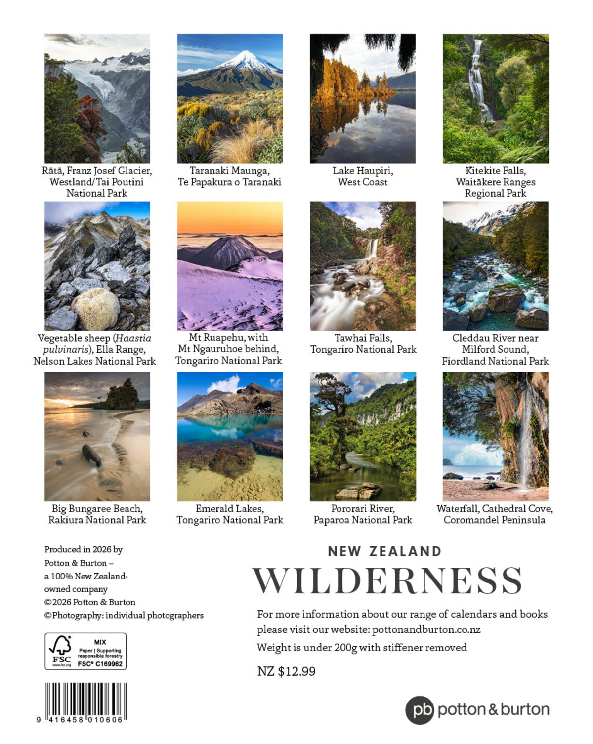 New Zealand Wilderness Calendar 2027