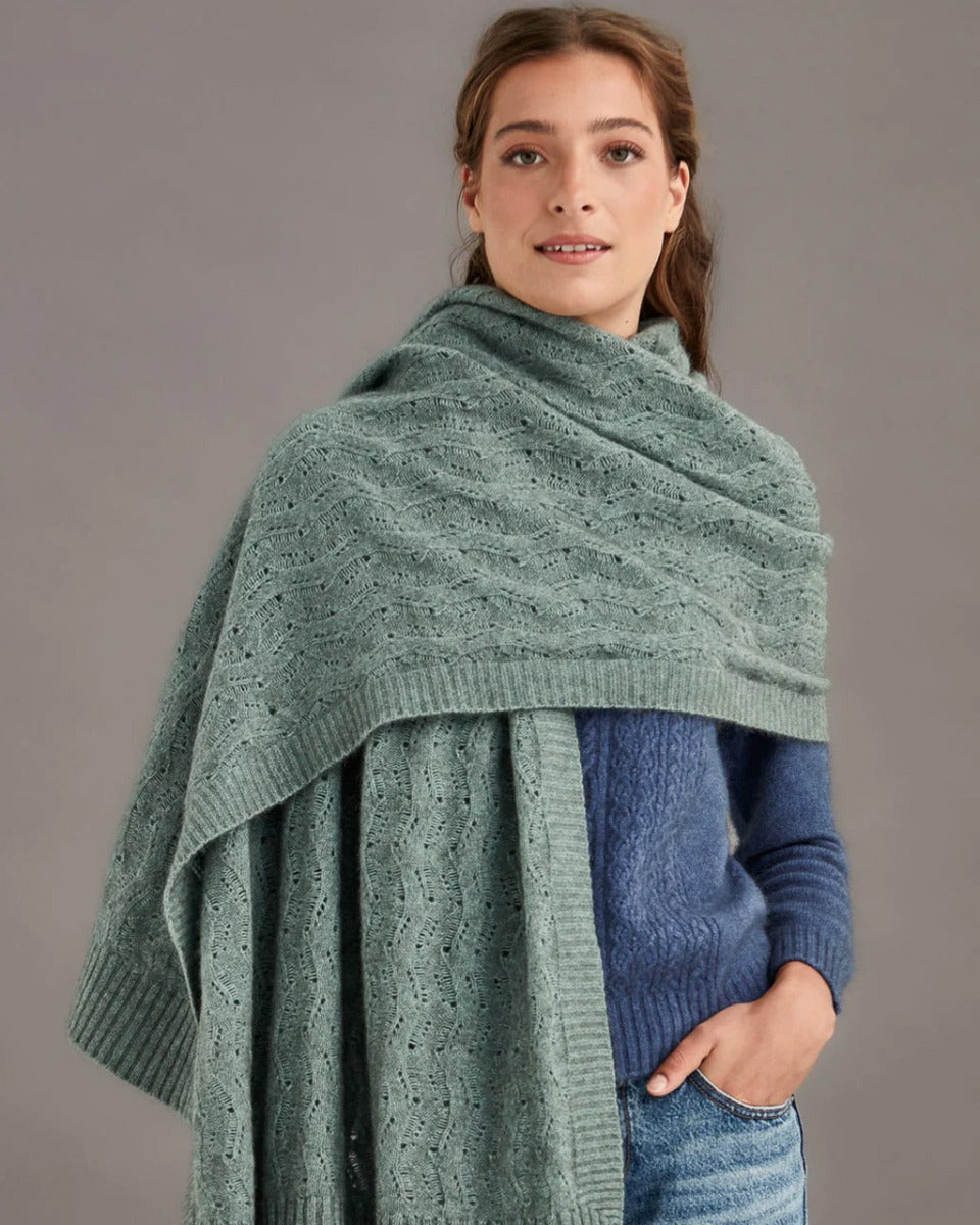 Possum Merino Herringbone Lace Wrap