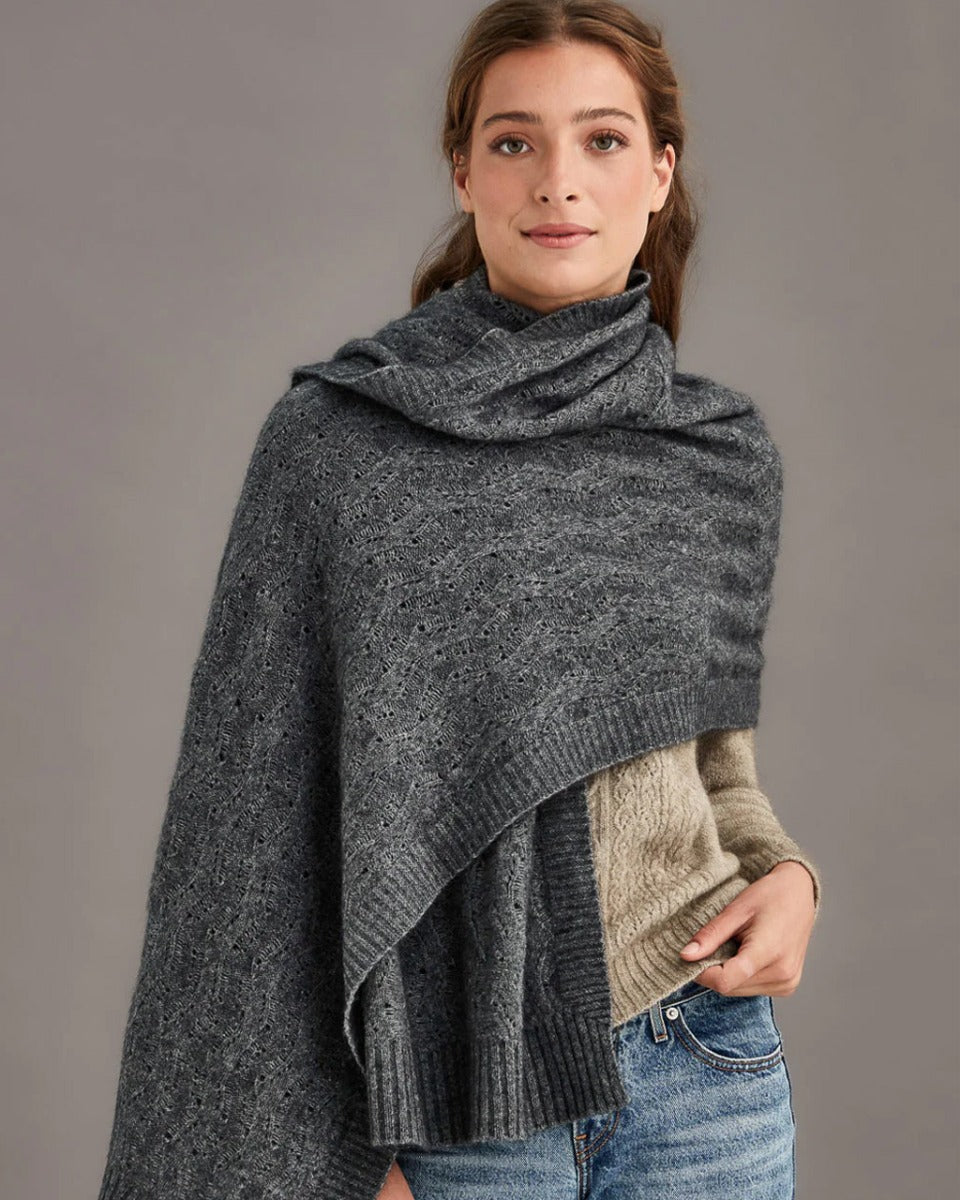 Possum Merino Herringbone Lace Wrap
