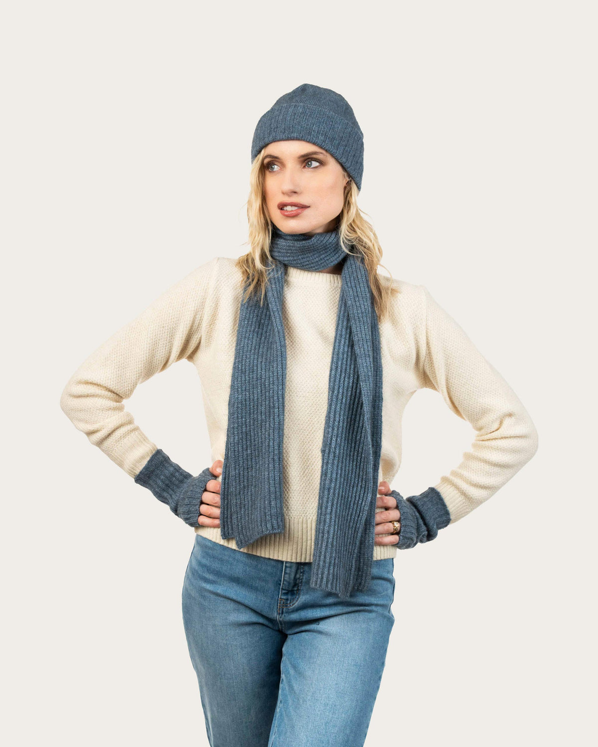 Possum Merino Two Tone Moss Stitch Sweater