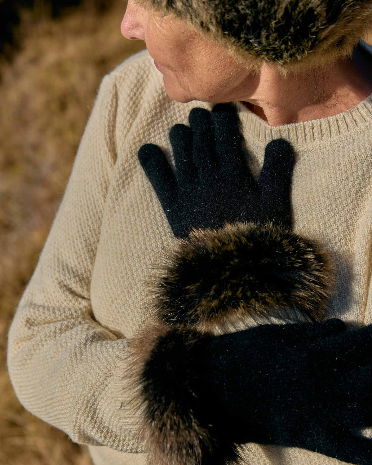 Possum Merino Two Tone Moss Stitch Sweater