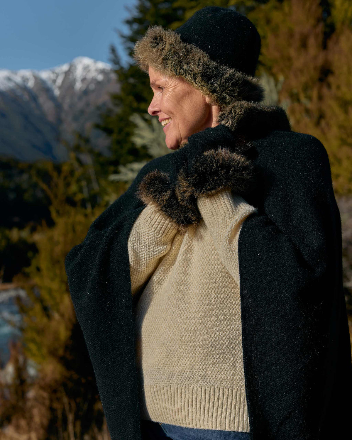 Possum Merino Two Tone Moss Stitch Sweater
