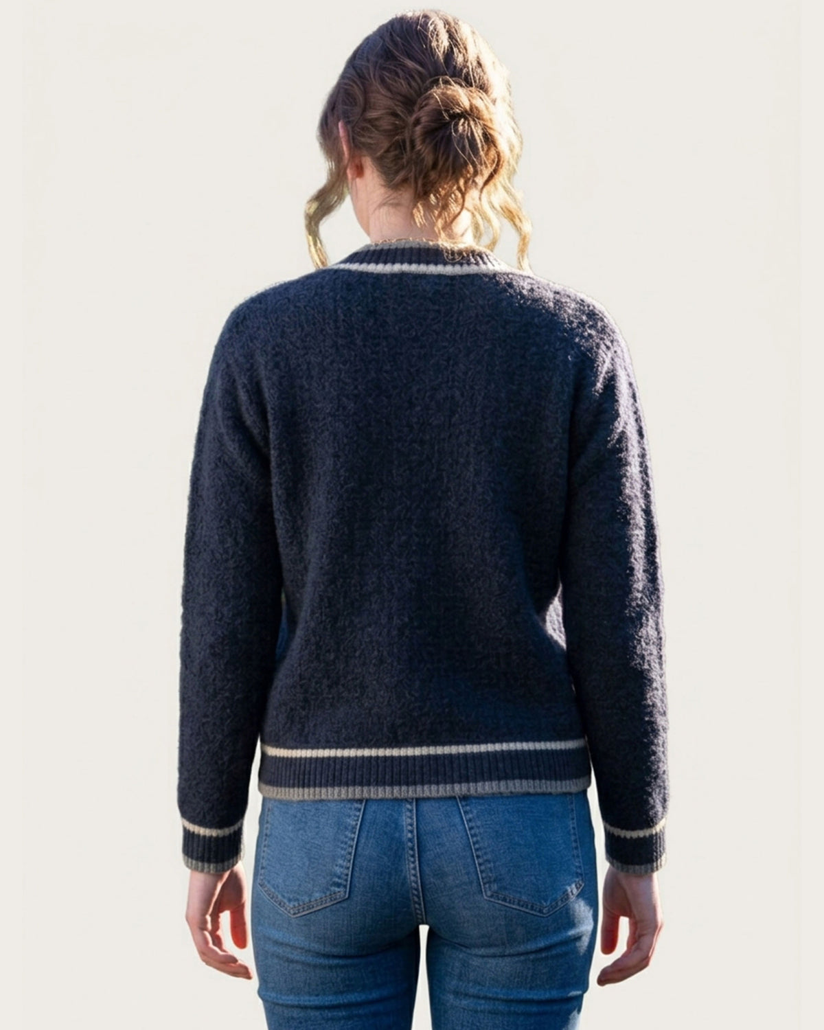Possum Merino Contrast Textured Cardigan