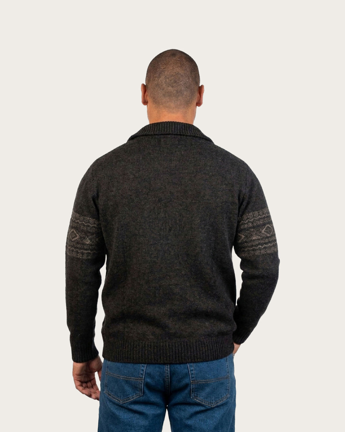 Possum Merino Fair Isle Quarter Zip Sweater