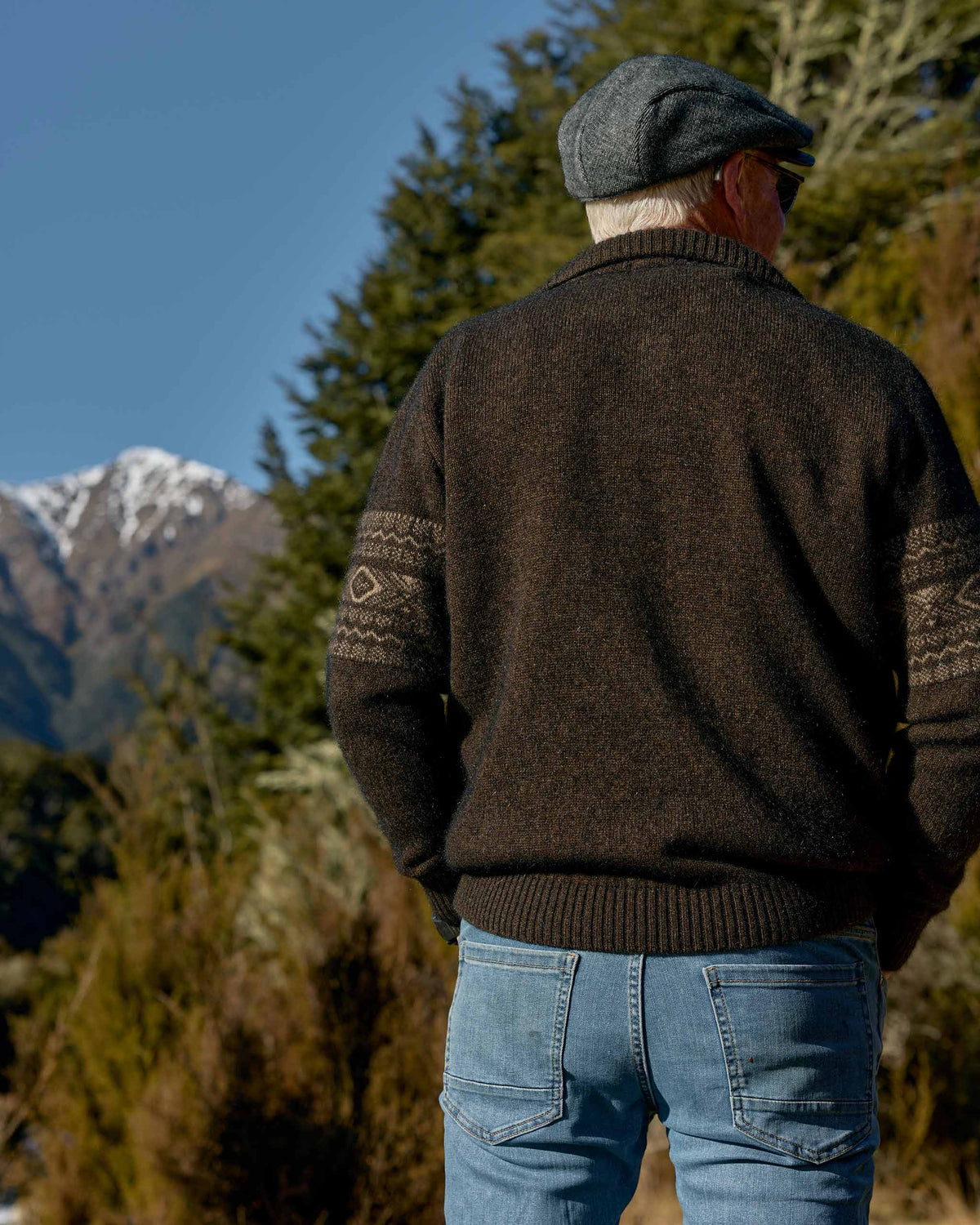 Possum Merino Fair Isle Quarter Zip Sweater