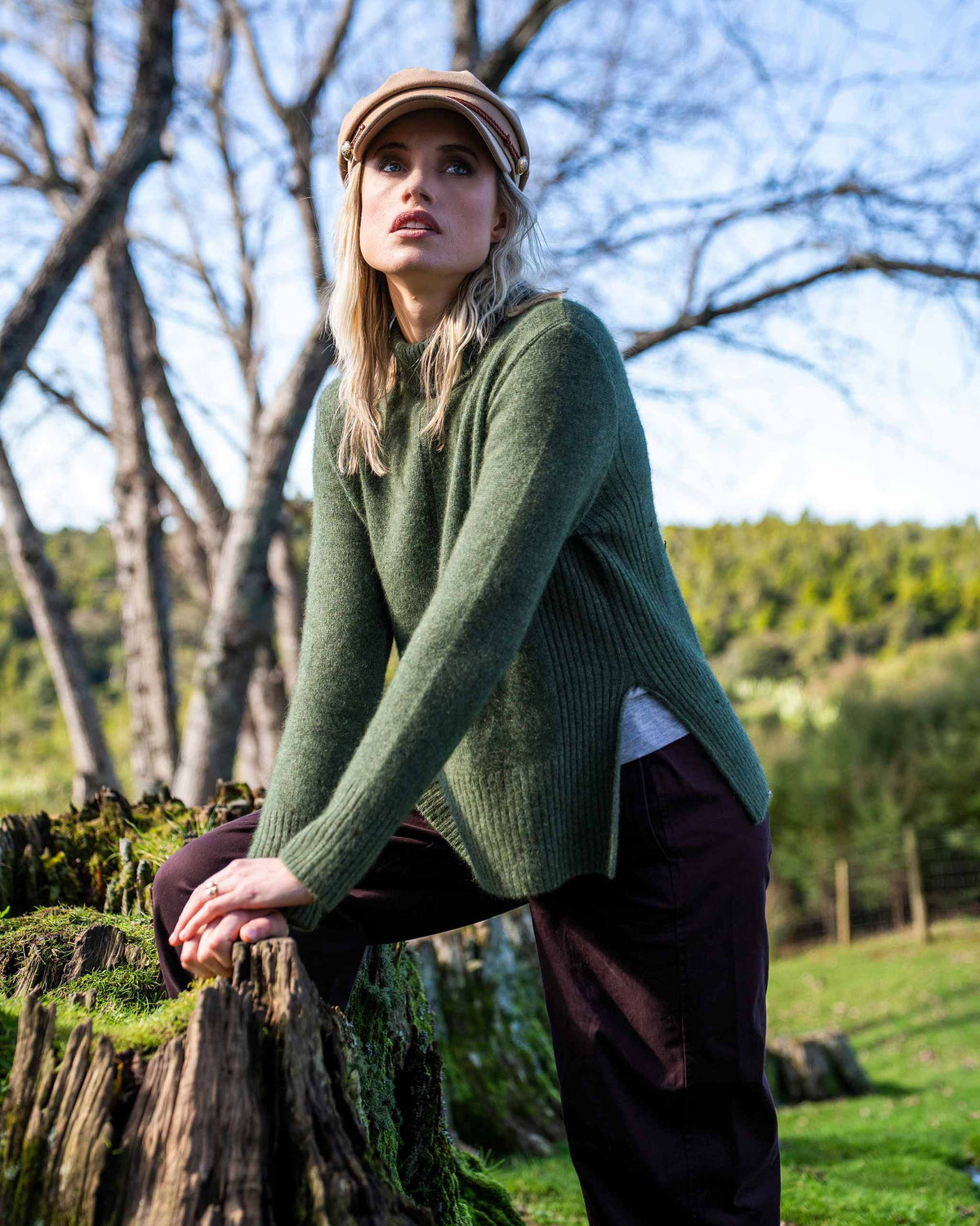 Possum Merino Roll Neck Rib Sweater