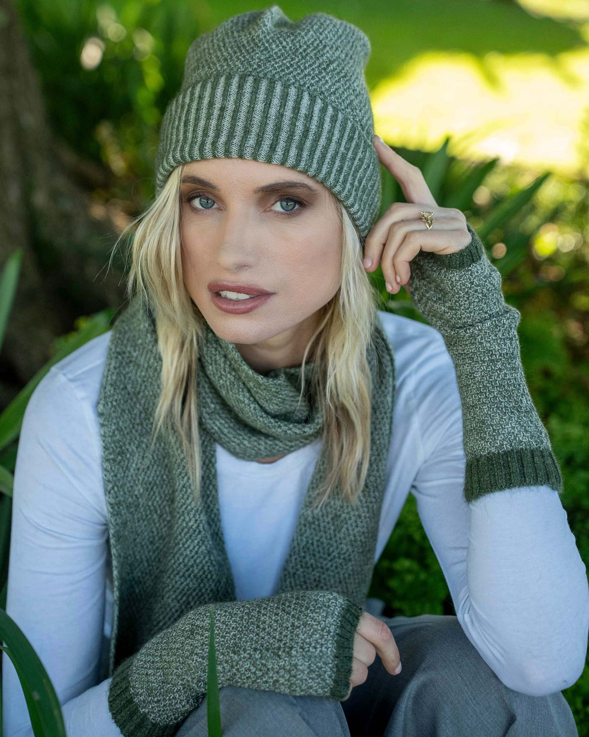 Possum Merino Two Tone Moss Beanie
