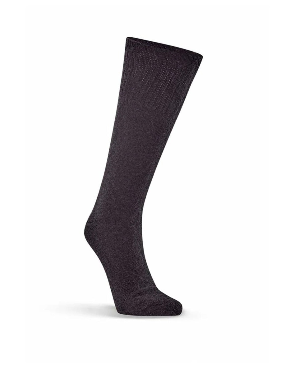 Dark gray knee-high sock on a white background
