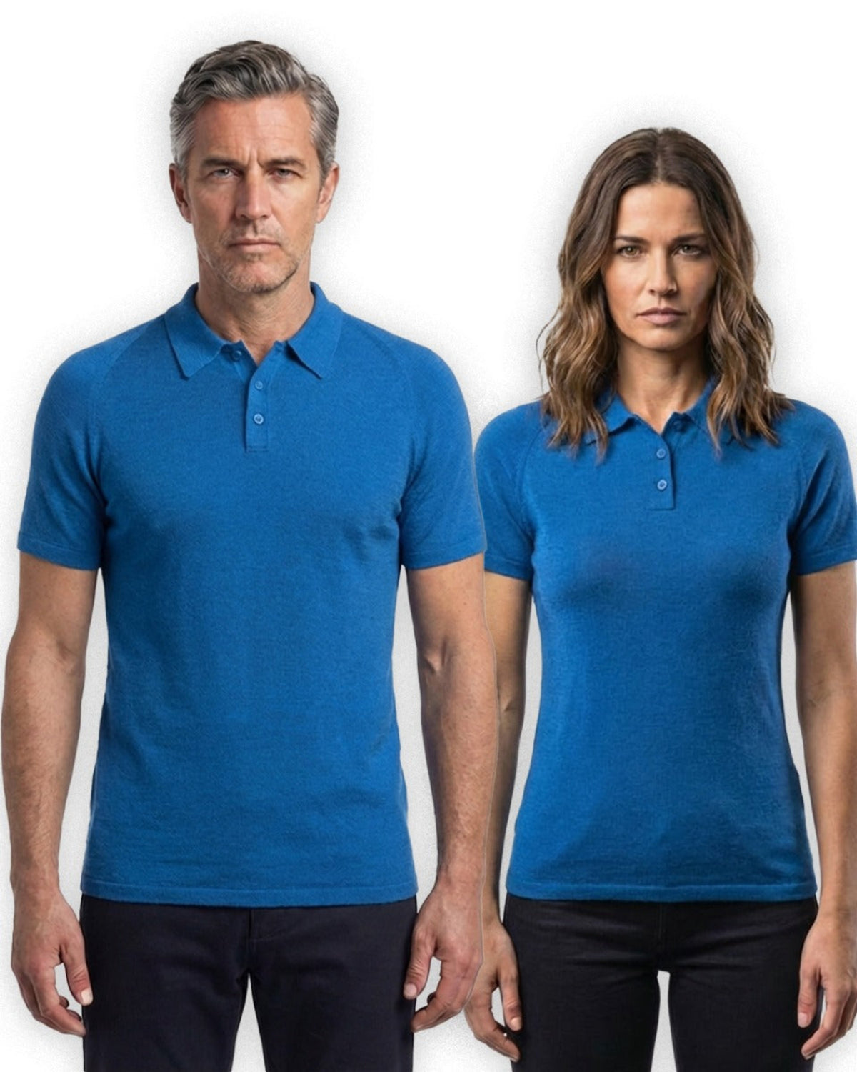 Merino blue polo shirt men and women