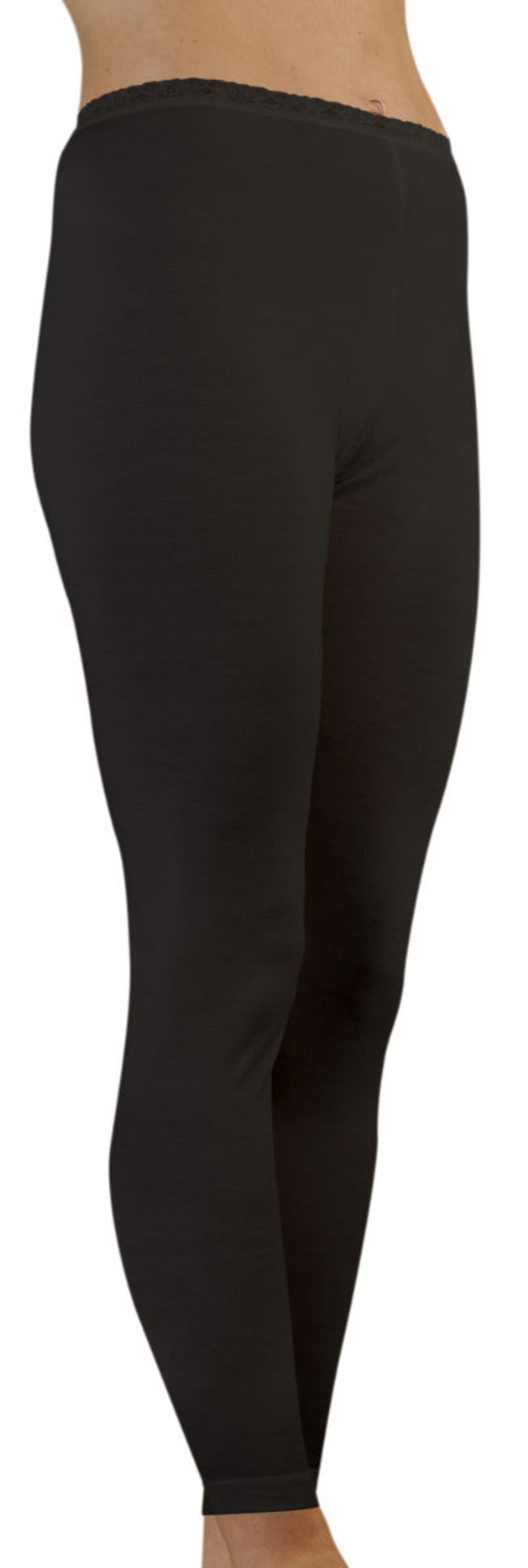 merino Black leggings worn by a person on a white background