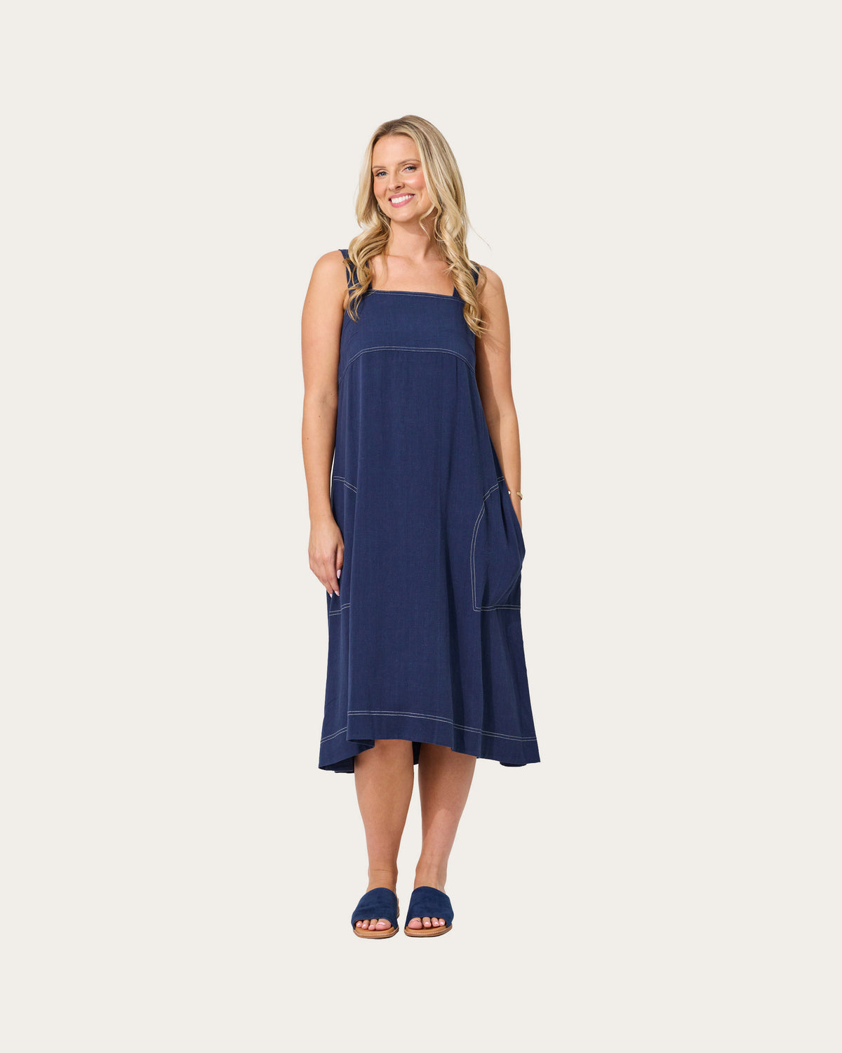 Lemon Tree Gabi Linen Pinafore Dress
