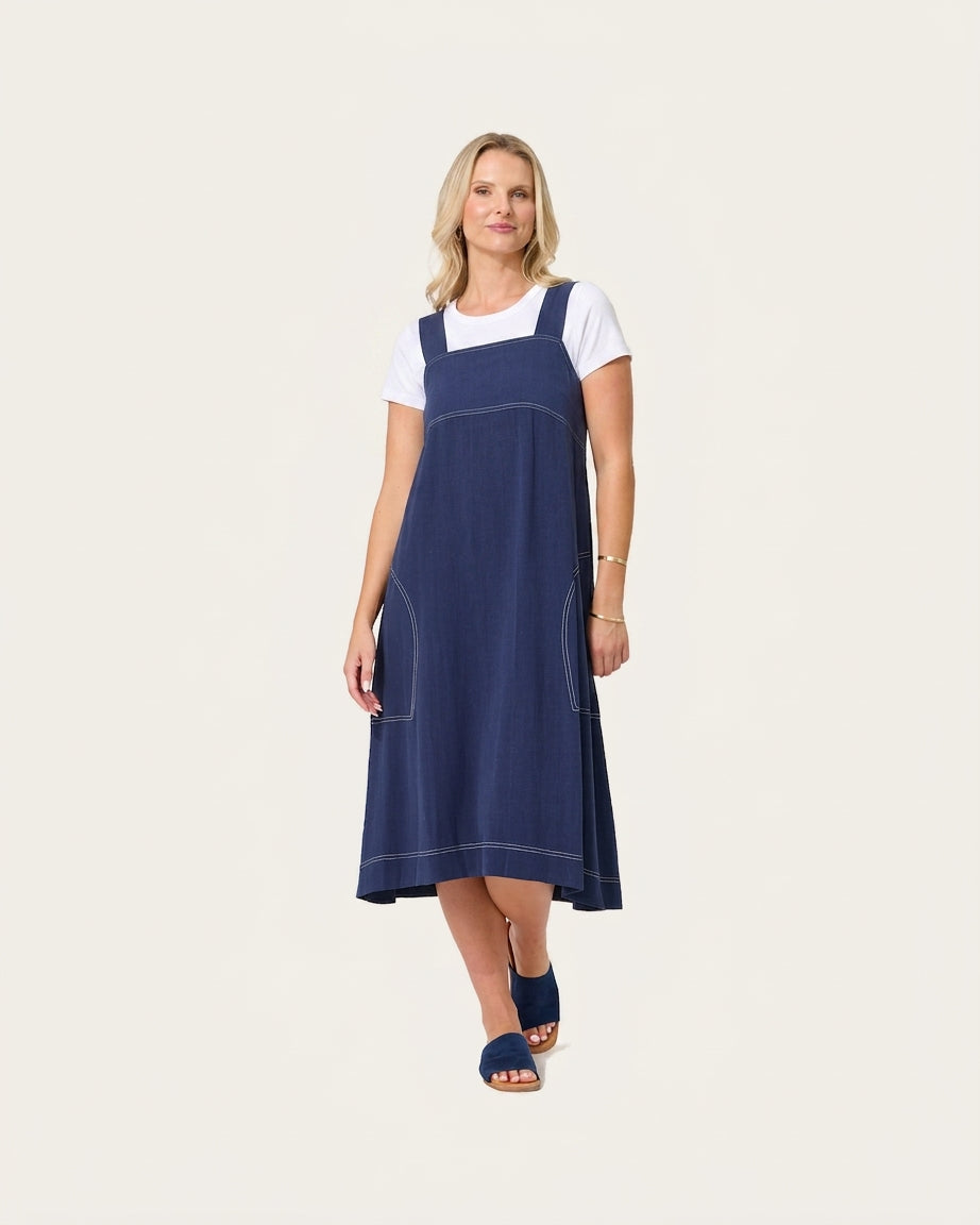 Lemon Tree Gabi Linen Pinafore Dress