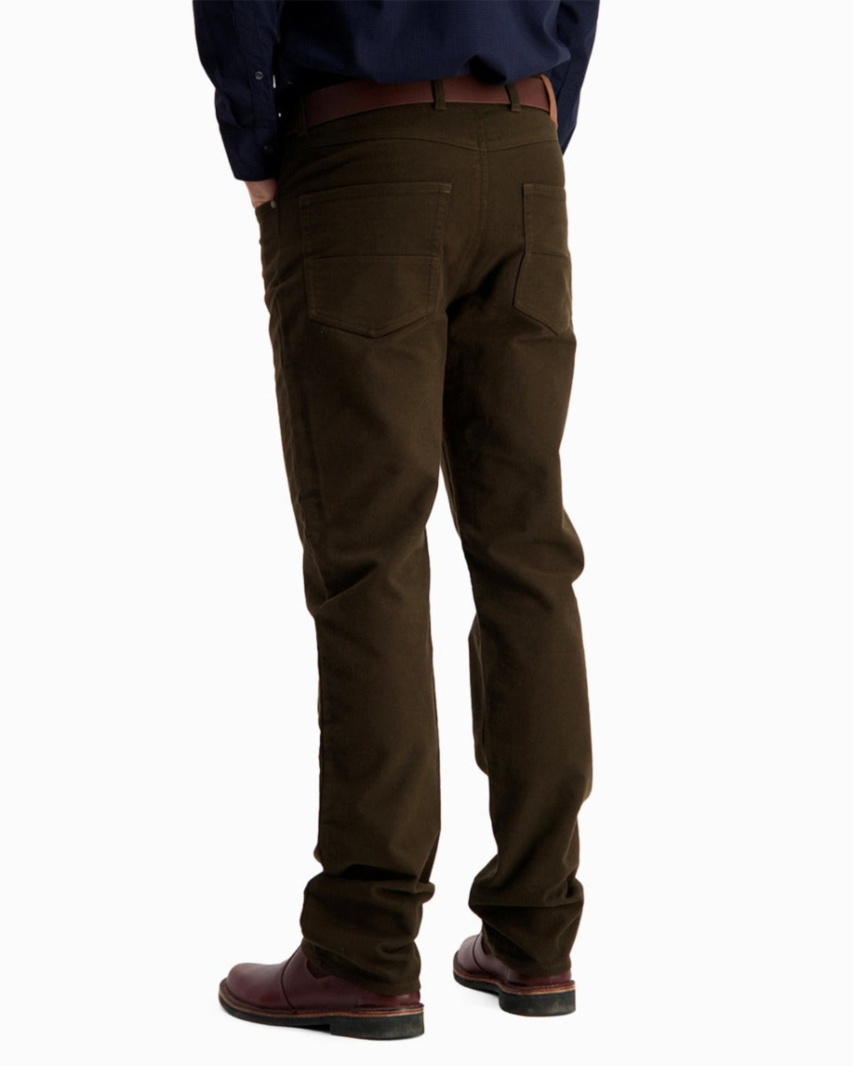 moleskin Person wearing brown pants on a white background