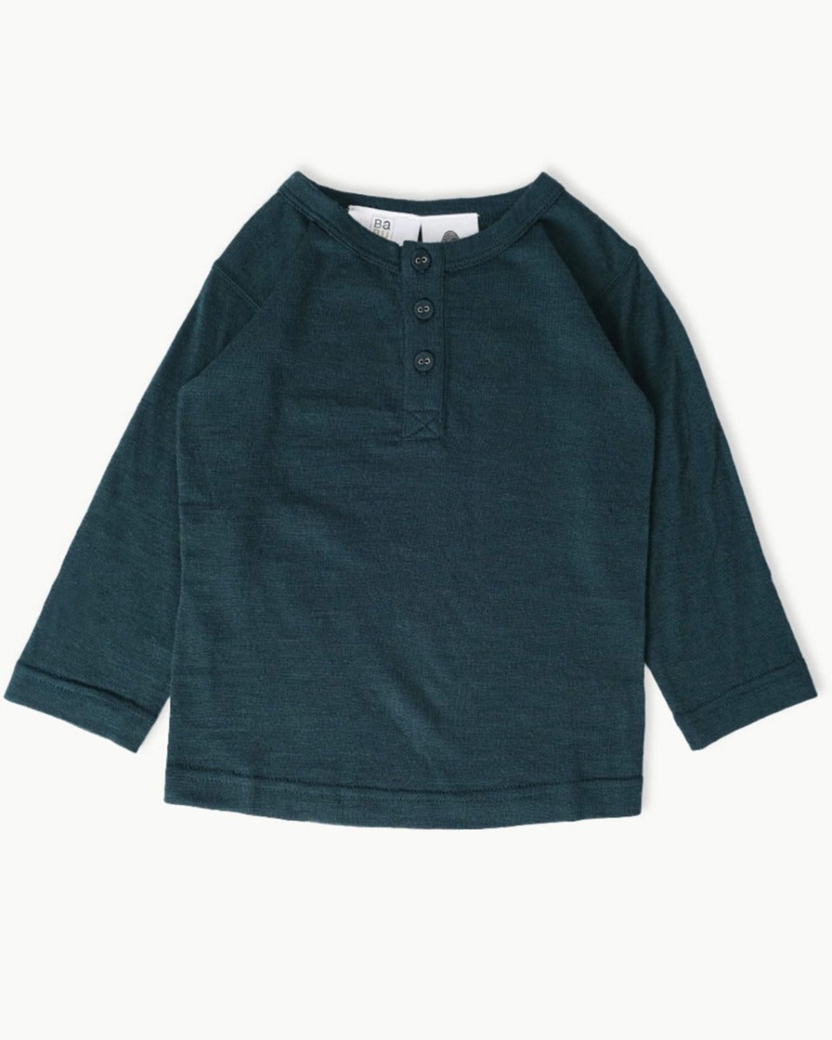 merino Green long-sleeve shirt on a white background