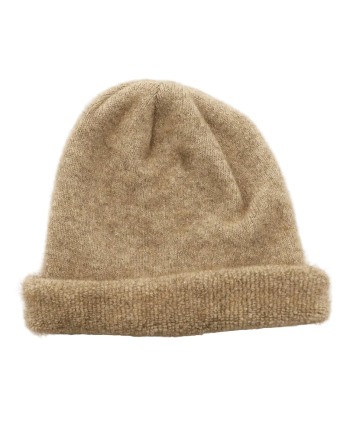 possum merino Beige knit beanie on a light beige background