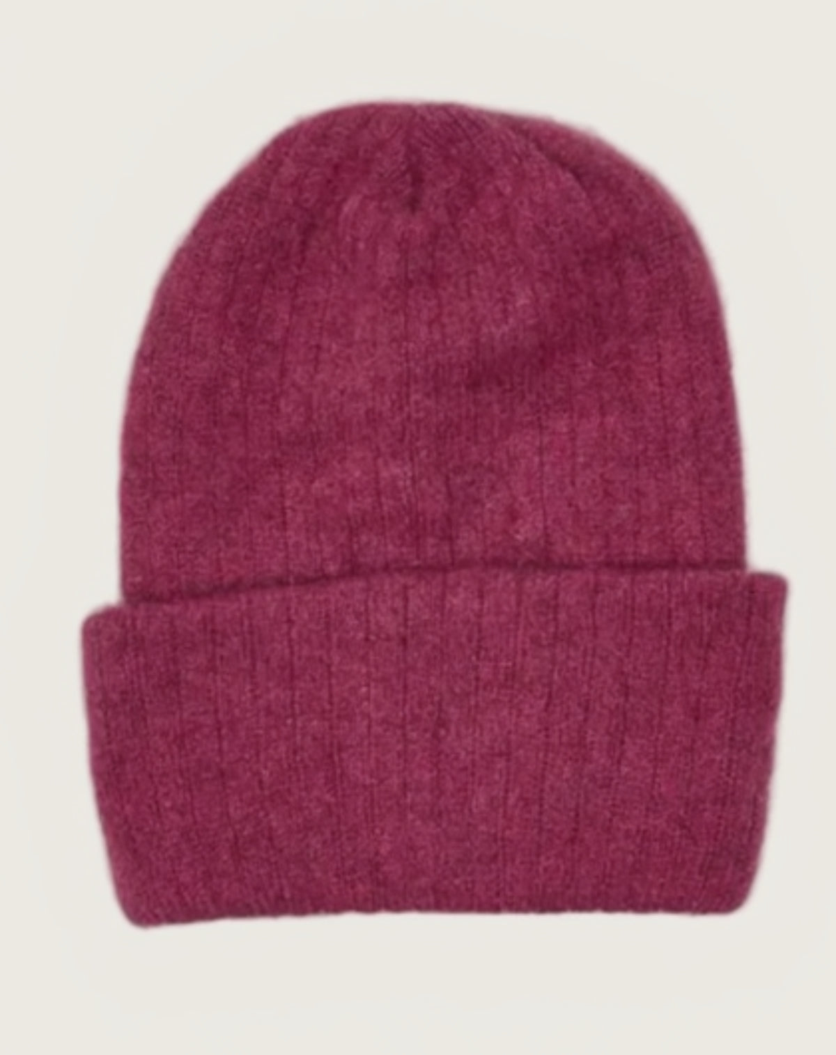 Maroon beanie hat on a white background