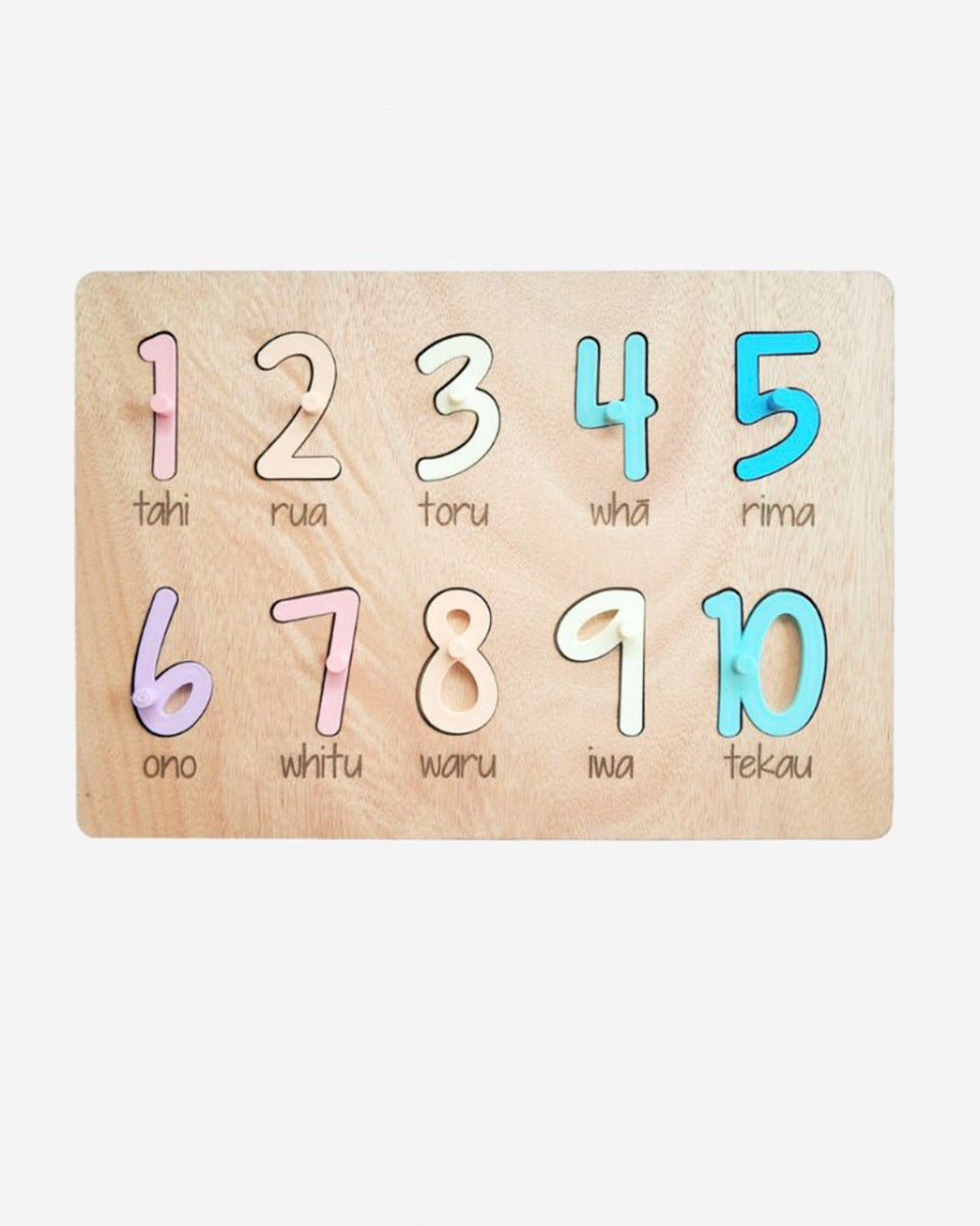 Wooden numbers puzzle board