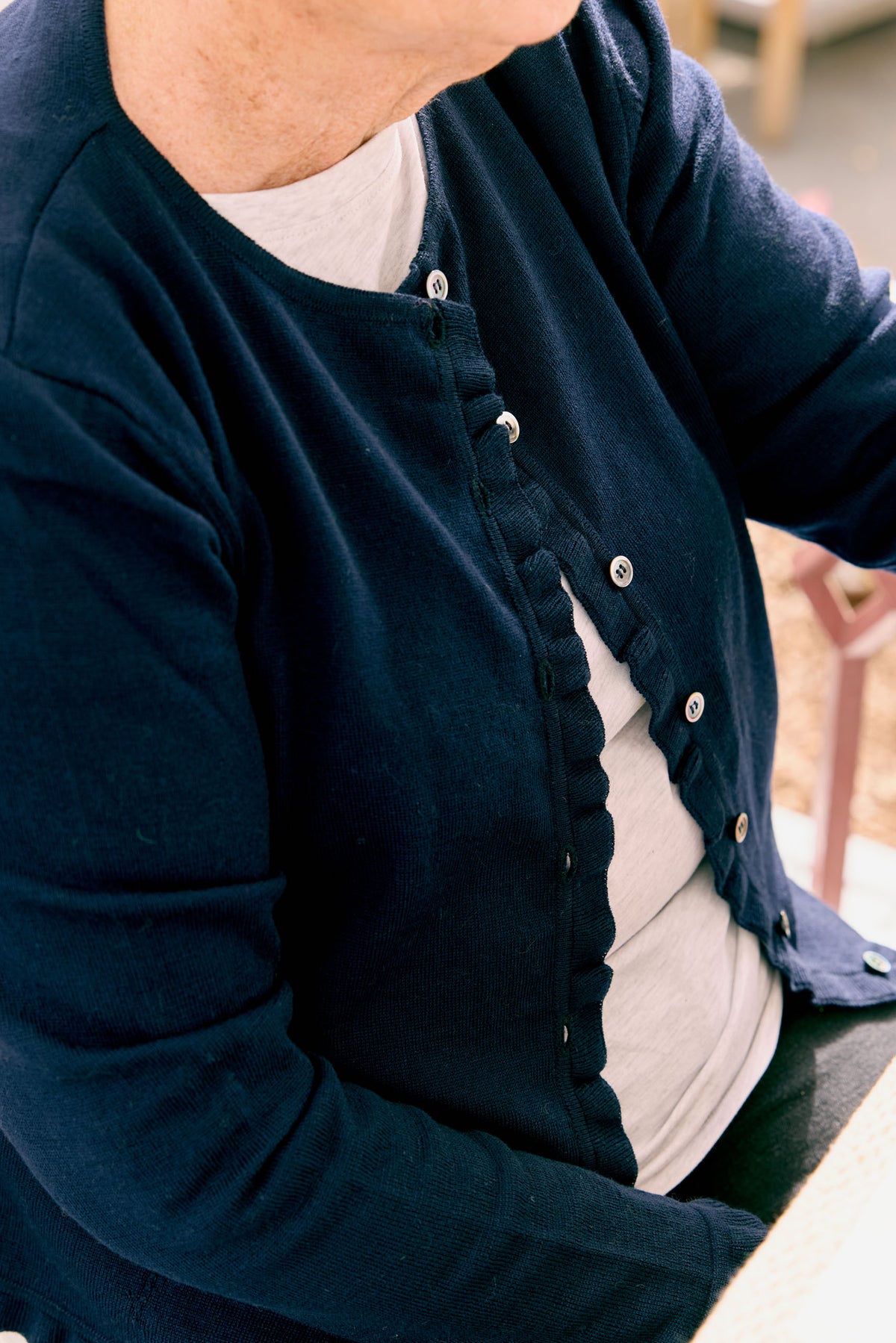 Merino Frill Trim Cardigan