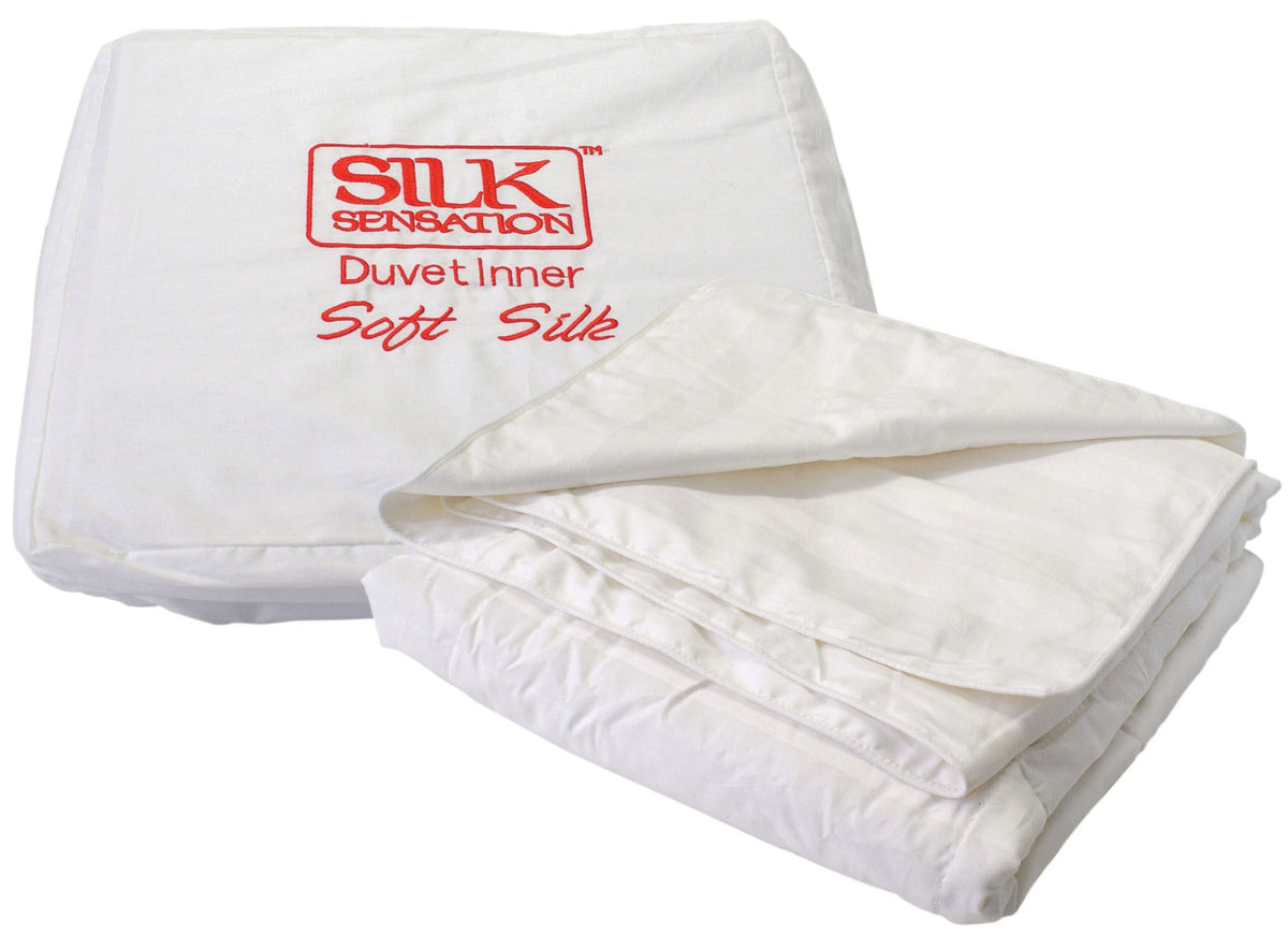 Silk Sensation duvet inner with red text on a white background